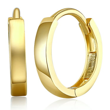 Wellingsale Ladies 14k Yellow Gold Polished 2mm Huggies Hoop Earrings 14mm 